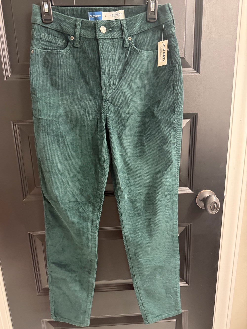 Old Navy High Rise OG Straight Green Corduroy Pants Size 2 NWT